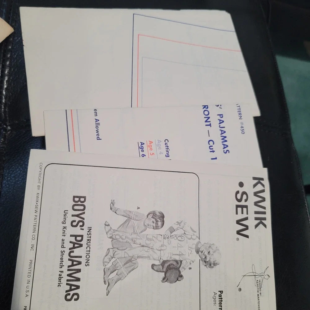 Kwik Sew 450 Boys Pajamas Sewing Pattern Uncut Kerstin Martensson Ages 4 5 6